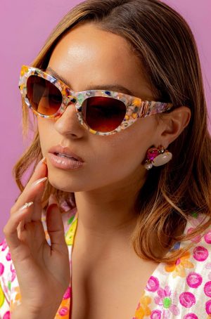 Maude Studio Confetti Almond Shaped Sunglasses available at The Milliner's Closet Fashion Boutique in Balgowlah on Sydney's Northern Beaches.