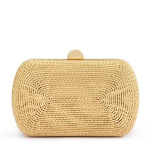 Olga Berg MARTINA COILED ROPE CLUTCH in gold available in store at The Milliner's Closet Sydney Boutique Northern Beaches