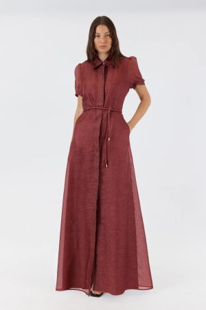 Sofia Irina Janelle Maxi Shirt Dress in Rich Chocolate