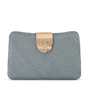 Olga Berg LINDY WOVEN CLUTCH in Blue