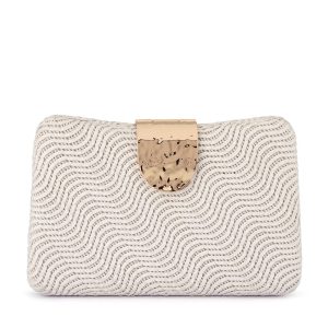Lindy Woven Clutch - White