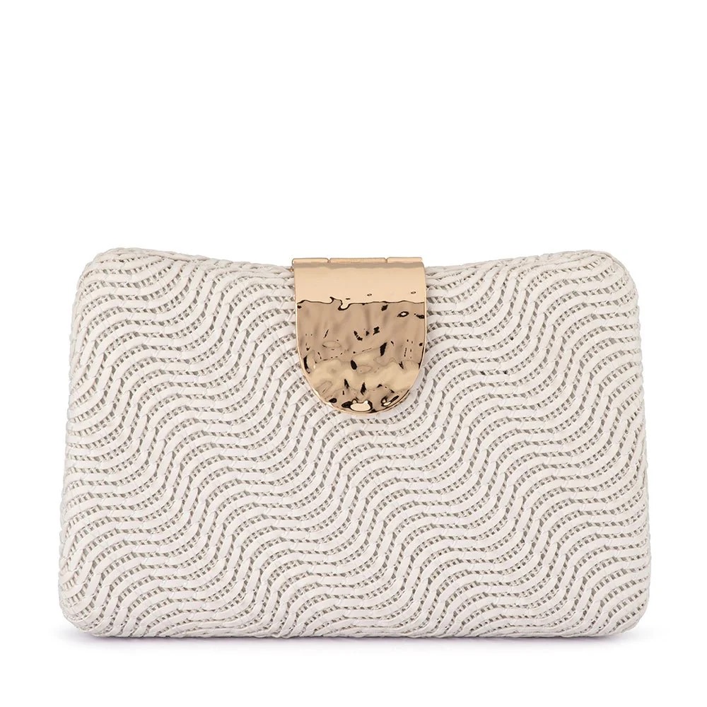 Lindy Woven Clutch - White