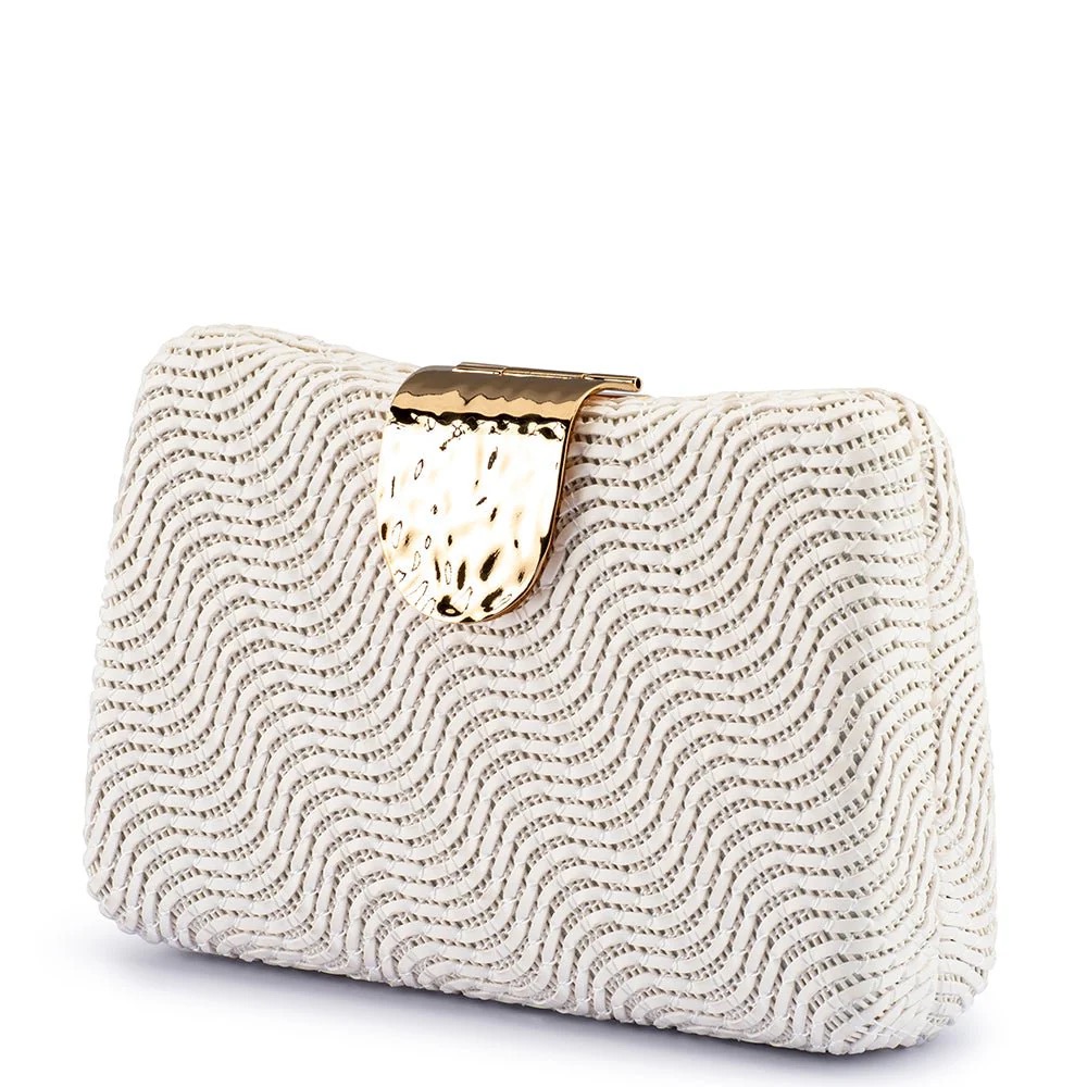 Lindy Woven Clutch - White - Image 5