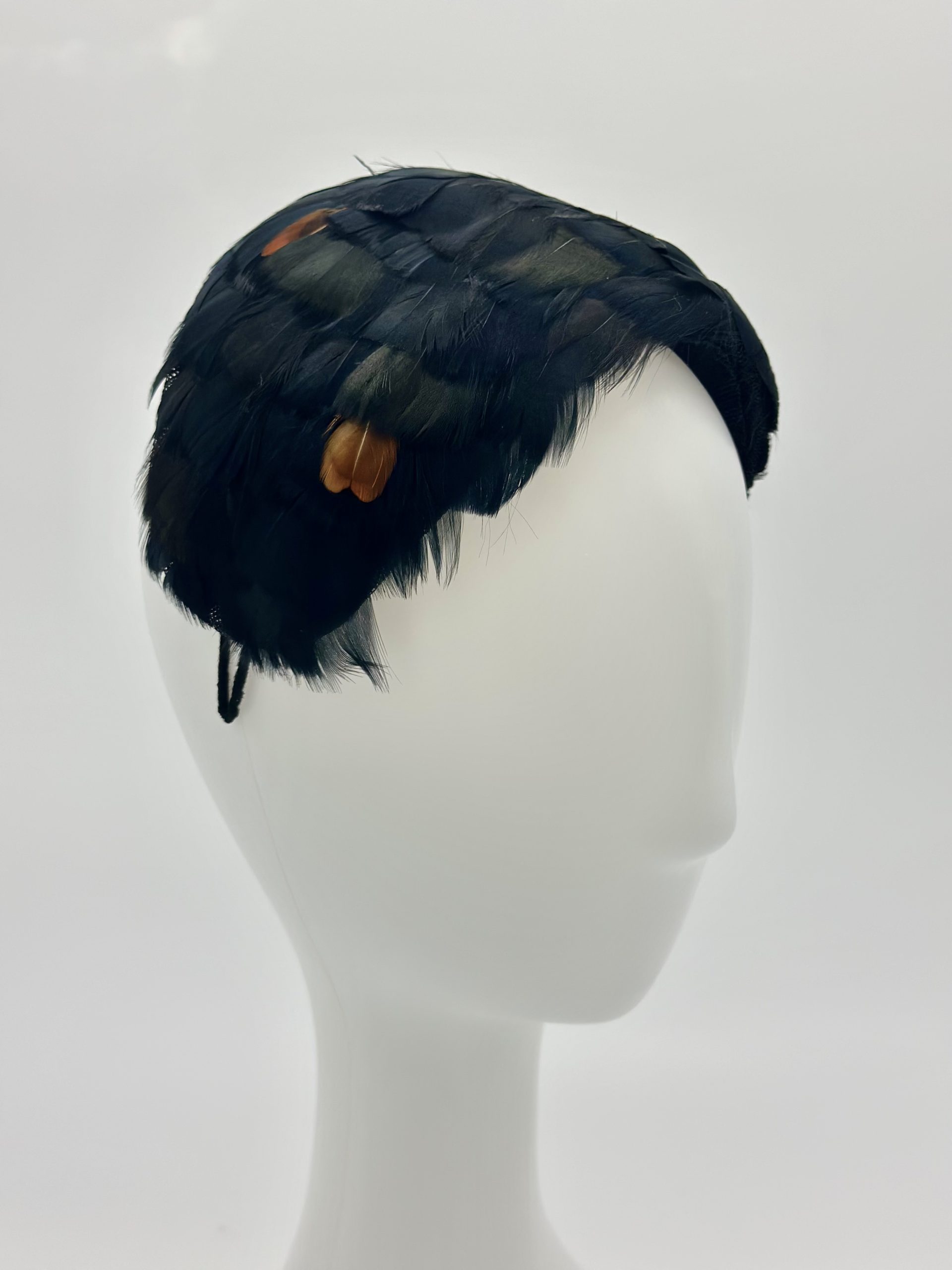 Racewear Spring Racing Autumn racing carnival Vintage feathered bandeau headband by Australian Milliner Sydney milliner hat maker, Abigail Fergusson Millinery Australia available at the Milliner's Closet in Balgowlah on Sydney's Northern Beaches