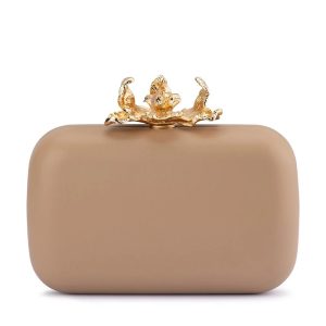 Olga Berg gold Adele Orchid Lock Clutch bag available at The Milliner's Closet Fashion Boutique in Balgowlah on Sydney's Northern Beaches. Perfect for event bag, evening bag occasion bag racewear handbag.